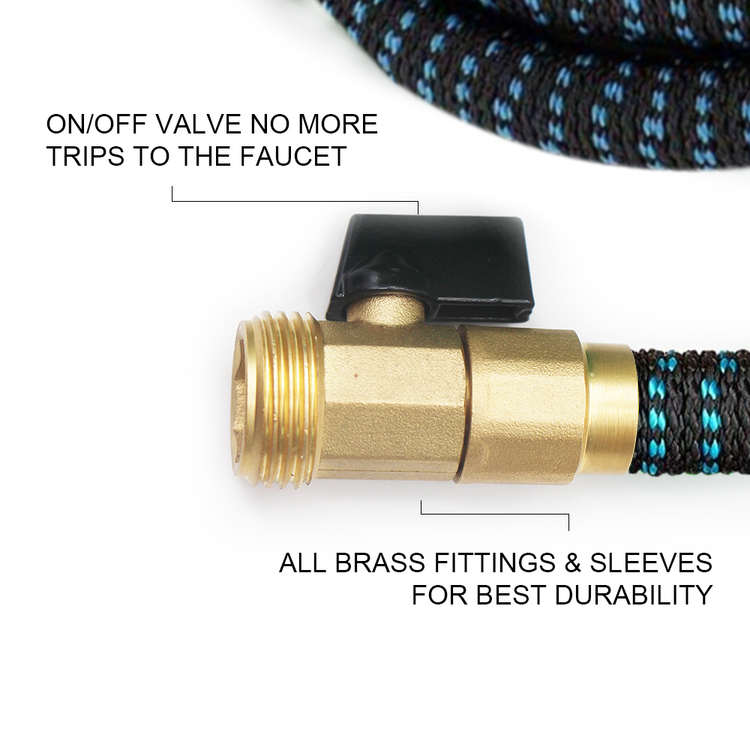 50ft Expandable Garden Hose With 10 Function Nozzle, Lightweight Retractable Water Hose With Solid Brass Fittings