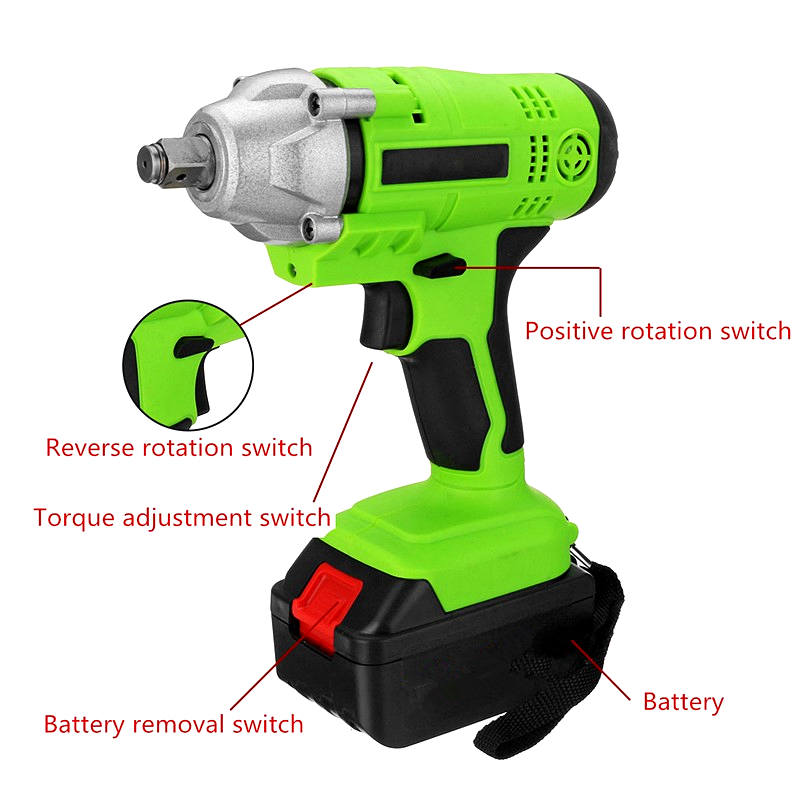 0V LED Light Impact Wrench Drill Driver 18V Cordless Electric Screwdriver with Battery Power for Home Improvement